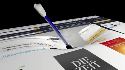 The cotton swab is used to break down the digital DNA - location, time, IP address - of a click. Image: Felix Schulz