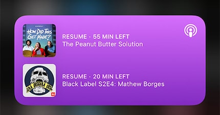 No matter whether you use Smart Stack or Podcast Widget, the Smart Stack always displays the same thing.