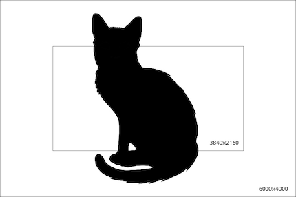 4K-Ausschnitt bei einem 24-Megapixel-Sensor. Je höher die Auflösung des Sensors, desto kleiner der Ausschnitt.