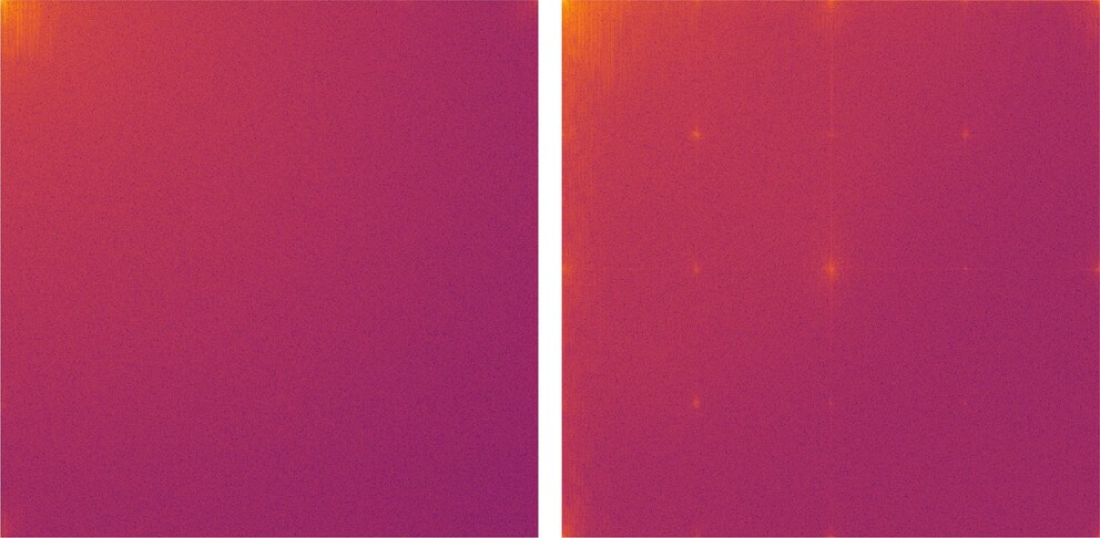 Ein natürliches Bild (links) und ein computergeneriertes (rechts)