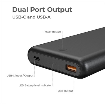 Batterie de secours 30000mAh 3 ports - 1 port USB-C + 2 ports USB