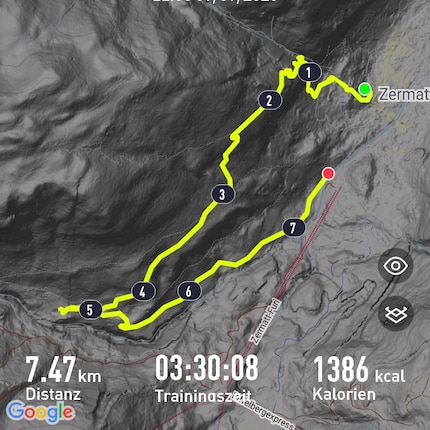 In der App sieht diese Wanderung so aus.