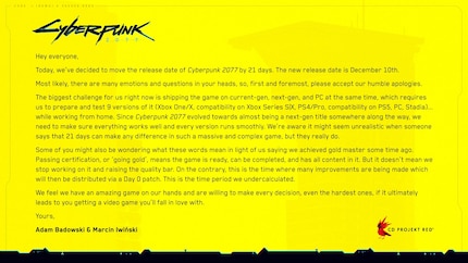 21 Tage. So viel später kommt Cyberpunk 2077 jetzt