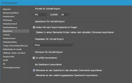 Le preimpostazioni di esportazione in Photoshop