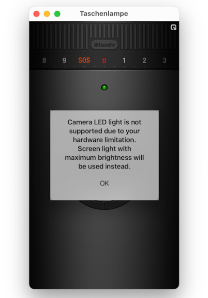 Eine nutzlose, aber installierbare Taschenlampen-App.