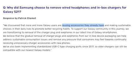 Samsung's official statement on Chargergate.