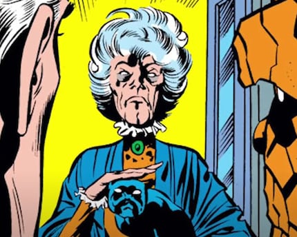 Agatha Harkness: in the comics, she’s  a tad older than actress Kathryn Hahn.