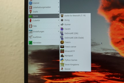 Die installierten Spiele auf dem Raspberry Pi 400.