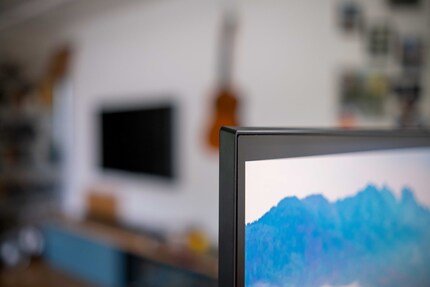 The monitor has an almost bezel-less design.