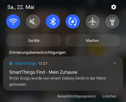 Der Tracker wird immer wieder von einem anderen Samsung-Gerät im Shoppi Tivoli angepingt.