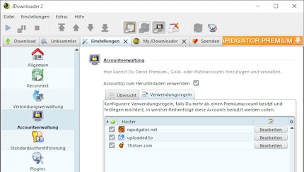 Wer Captchas, also die Nutzung ohne Premium Account, unterbinden will, kann das unter Einstellungen/Accountverwaltung/Verwendungsregeln.