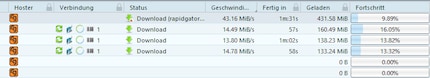Der RapidGator-Download rennt mit 345,28 Megabit pro Sekunde.