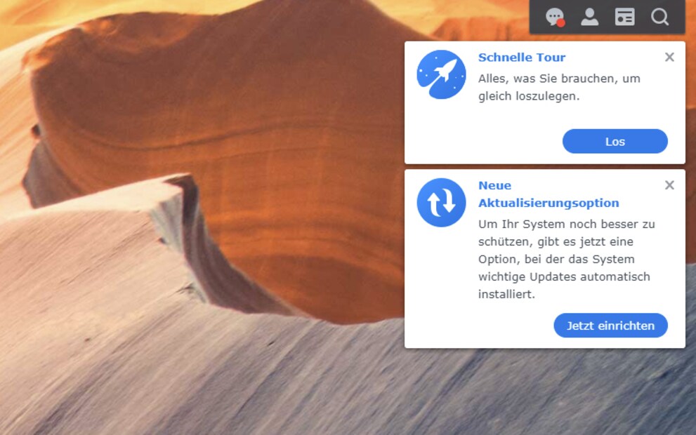 Mehr Infos zu DSM 7.0 und ein automatisiertes Einspielen wichtiger Updates werden angeboten.