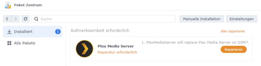 Das einzige Paket, das auf meinem NAS nach dem Update wegen Inkompatibilität nicht mehr läuft.