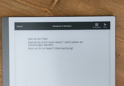Ergebnis: Das ist ein Test. Kannst du mich noch lesen? Jetzt sehen es schwieriger werden. Knut un mi un been? Überraschung!