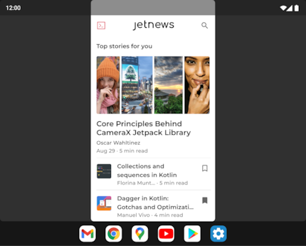 Eine noch nicht für grosse Bildschirme optimierte App