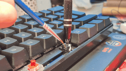 There’s a little too much grease on the stem here. I wipe the excess off with a cloth.