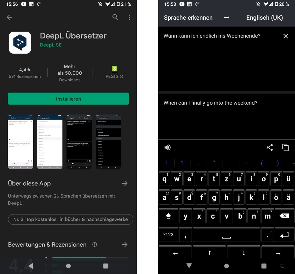 DeepL-Übersetzer-App für Android erschienen - digitec