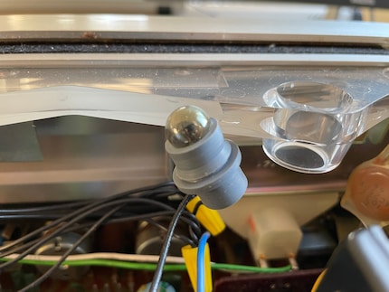 Of three bulbs, only one is still working.