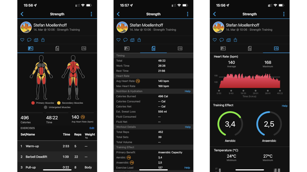 Beim Krafttraining ermittelt die Garmin Epix 2, was Ihr für Übungen durchgeführt habt und wie diese Euren Körper belasten. / © NextPit