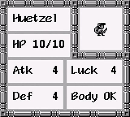 Vier Attribute, die sich im Spielverlauf nur um wenige Punkte erhöhen.