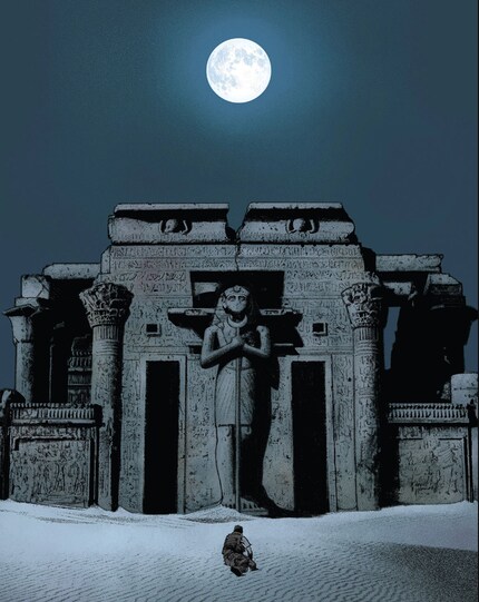 Khonshu, the Egyptian moon god, gives Moon Knight his powers.