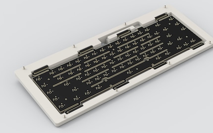 Flex cuts on the PCB of the class 65 keyboard.