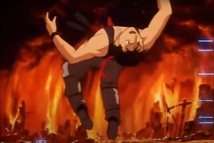 Anime cutscenes complement the 3D world of «Xenogears». They can also get bloody in the process.