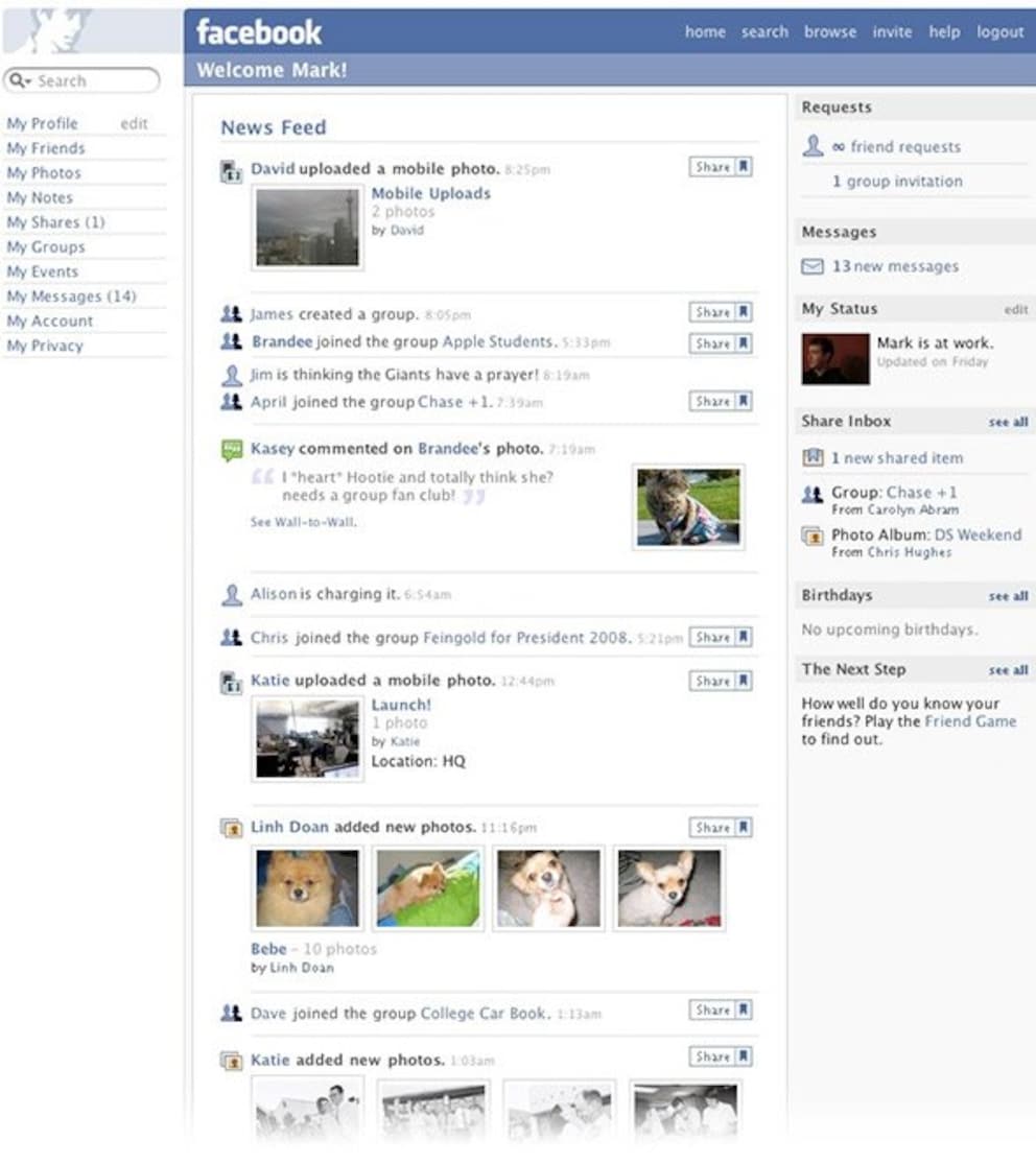 Facebook a introduit son premier fil d’actualité en 2006.