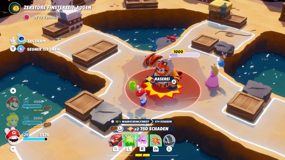 Let loose! There’s no limit on how much you can move each of your characters around within his or her movement radius. Try playing through potential scenarios.
