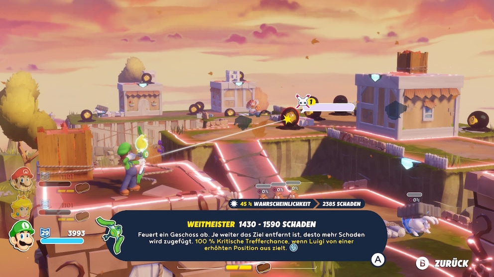 With Luigi’s sniper rifle, you’ll pulverize even distant enemies with ease.