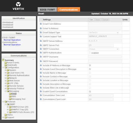 Webinterface: Einstellungen der SNMP-Zusatzkarte