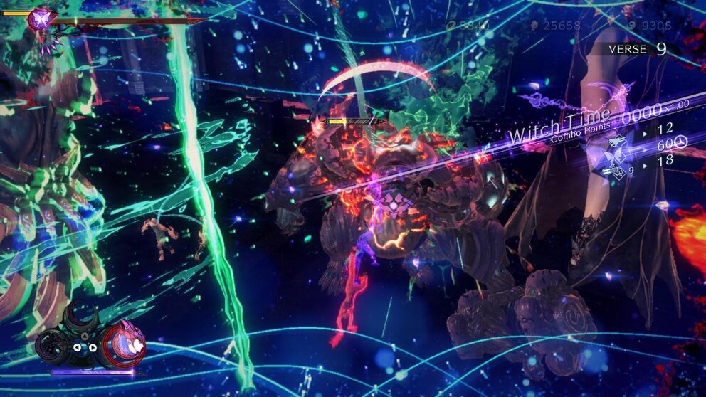 Theoretisch zeigt mir das Spiel mit visuellen Signalen, wann ich den finalen Schlag in einer Angriffskombo durchführen muss. In der Praxis erkenne ich oft nichts im Chaos.