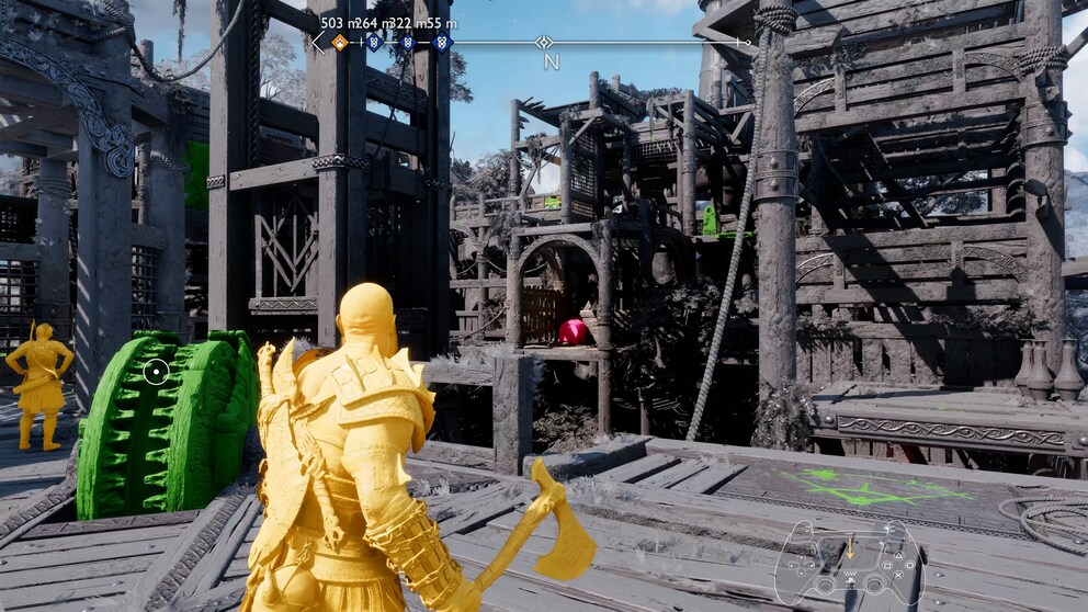 The coloured accents allow me to instantly identify which objects I can interact with and which paths I can take.