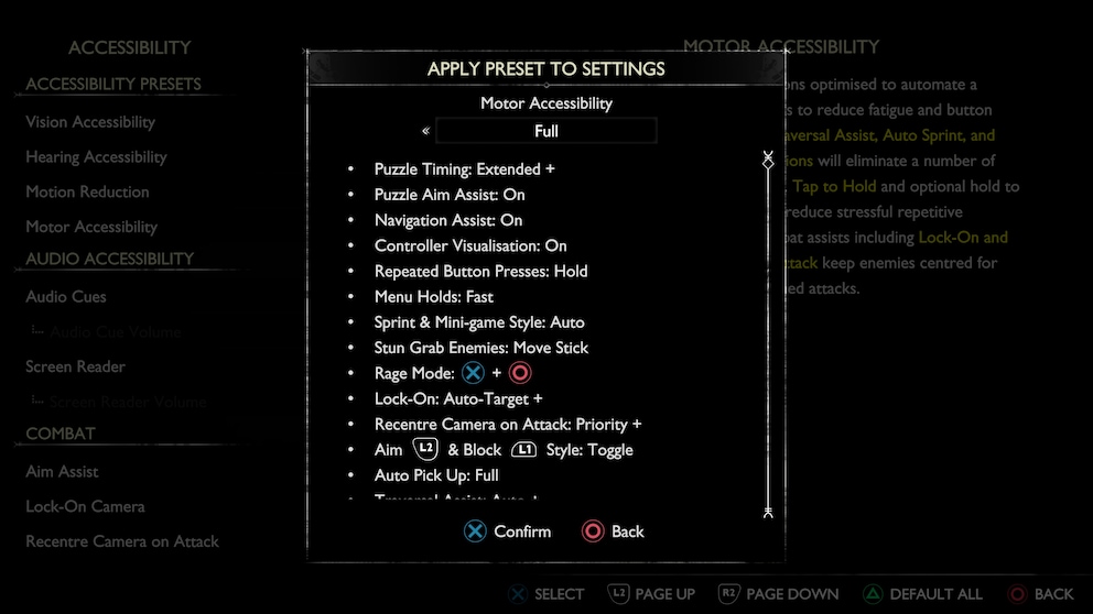 Pretty nifty: options for gamers with motor difficulties can be activated individually or as a complete set.