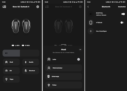 In the app, you can choose modes or set the Bluetooth source.