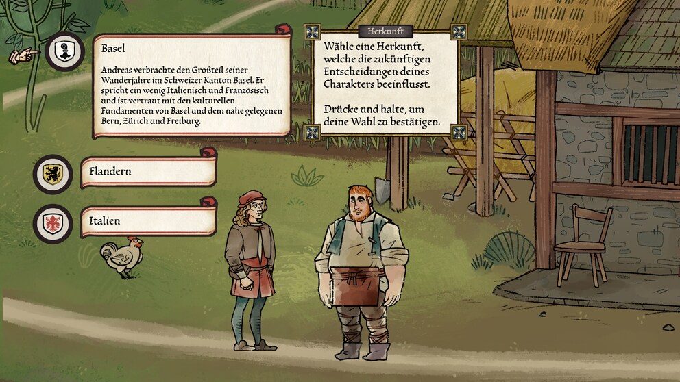 The choice of Andreas’ background story needs to be made carefully.