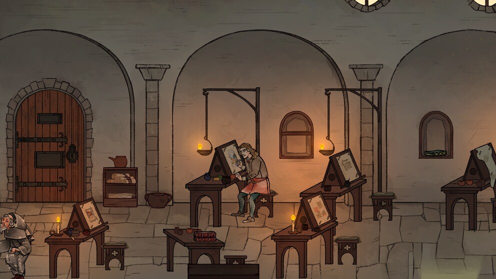 Andreas working on his masterpiece. He’s still ignorant to what awaits him in the seemingly idyllic abbey.