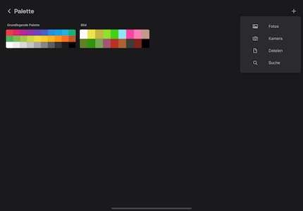 Die vorhandene Farbpalette ist sinnvoll zusammengestellt.