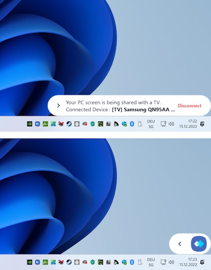 Une information inutile s’affiche, dépliée ou repliée, au-dessus de tout sur l’écran.