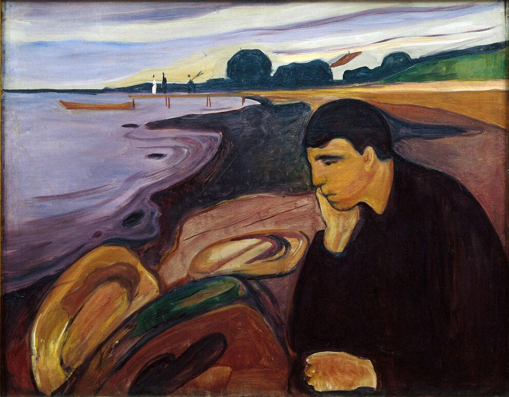 Edvard Munch évoque sa dépression dans ses tableaux.
