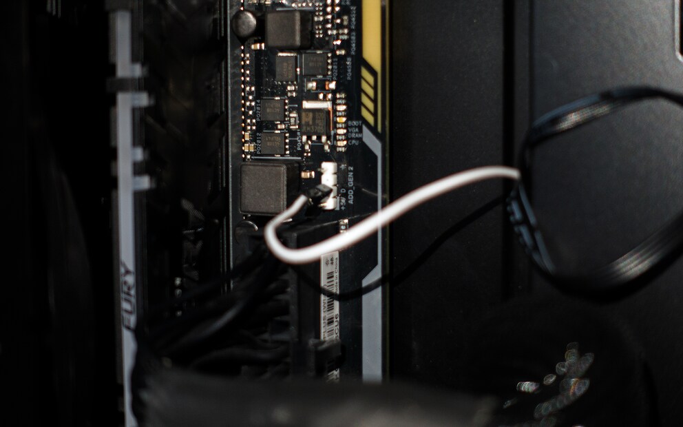 The jumper cable on the ARGB header of the mainboard.
