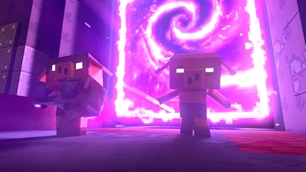 Il gioco di strategia d'azione si presenta nel tipico aspetto di Minecraft.