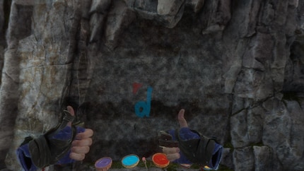 Ho disegnato questo logo Digitec in «Horizon: Call of the Mountain» con le mie dita virtuali. Gli do un «pollice in su».