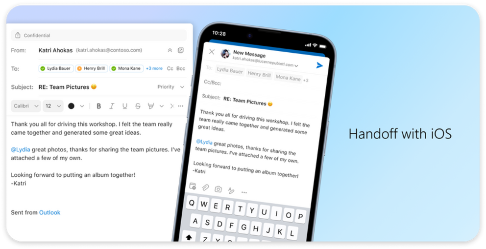 Dank dem sogenannten Handoff-Feature kannst nahtlos zwischen Outlook für iOS und MacOS wechseln.