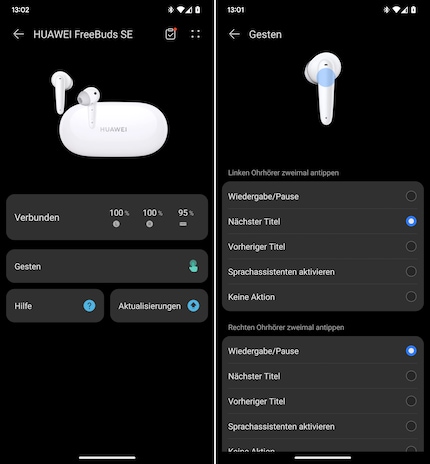 Il n’y a pas beaucoup de réglages dans l’application pour les Freebuds SE