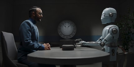 Dr Pershing being questioned daily by a droid.