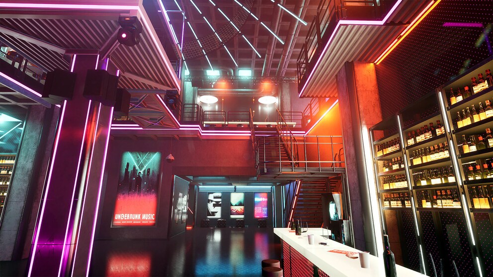 Ein von Cyberpunk inspirierter Nachtclub von ArtcoreStudios im Unreal Engine Marktplatz.