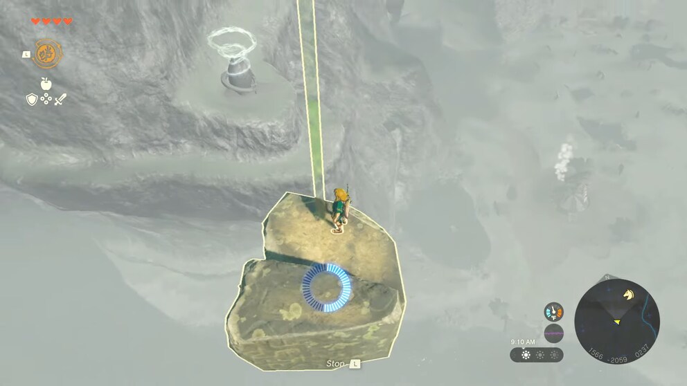 Ziemlich praktisch: Mit seiner neuen Fähigkeit missbraucht Link heruntergefallene Felsen als Lift in Richtung Sky Islands.