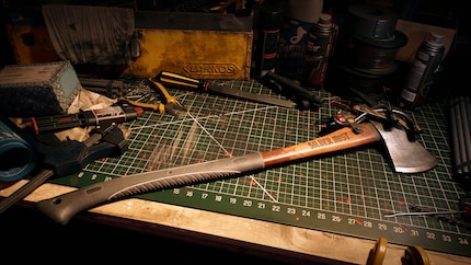 Weapons can be repaired and improved at the workbench.